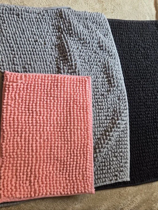 Plush Chenille Bath Mat Set - Pink, Gray, Black For Guiea Pig Bedding
