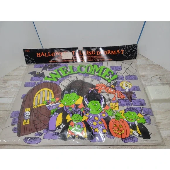 Welcome Halloween Gibson Greetings Vtg 994 Talking Doormat‎ Trick Or Treat New