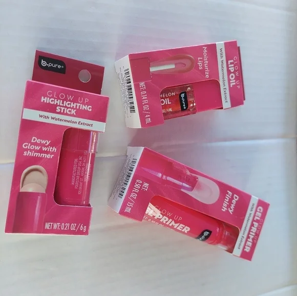 B PURE Lip OIL WATERMELON Highlighting Stick. Gel Primer GLOW UP