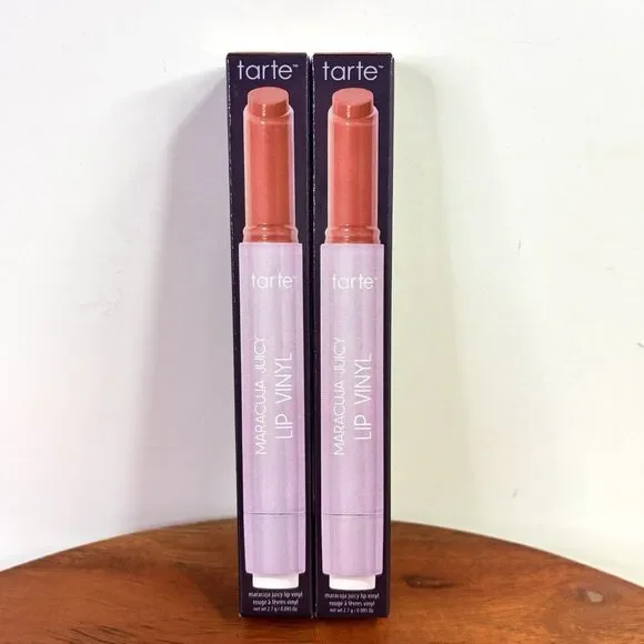 Set of 2 tarte Maracuja Juicy Lip Vinyl Rosey Brown Brand New In Box Full Size