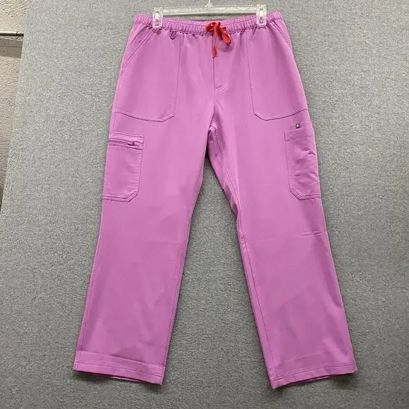 NWT FIGS Cairo Zip Fly Scrub Pants Mens Regular 2XL Pink Stretch Technical Cargo