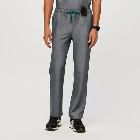 Figs Charcoal Pants with Teal Drawstring