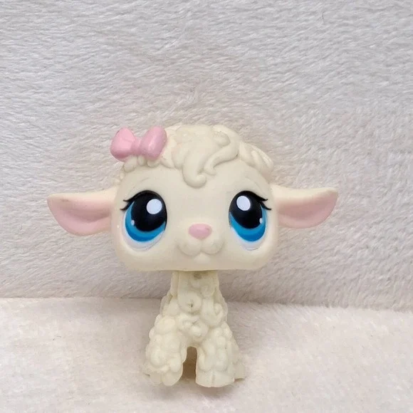 Hasbro Littlest Pet Shop Lamb 186 LPS Pink Bow Played Condition READ