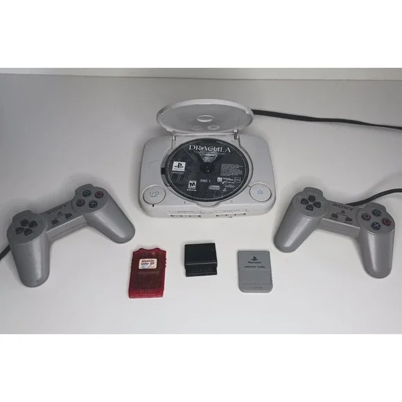 Sony‎ Playstation PS One Video Game Console-Dracula Last Sanctuary-2 Controllers