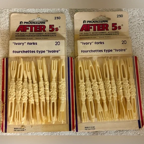 VTG Phoenixware After 5s 20 Pieces PLASTIC Appetizer Forks -2 Sets 1981 USA