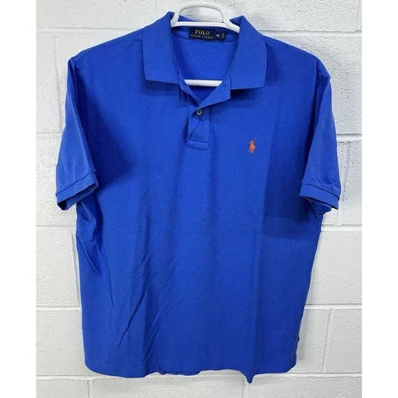 Vintage‎ Polo Ralph Lauren Shirt Mens XL Blue Golf Rugby Golfing Frisbee Top