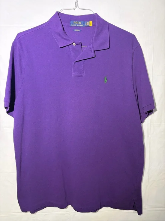 Ralph Lauren Purple Polo Shirt with Green Pony Logo