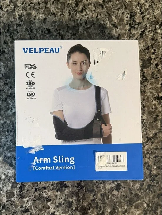 Velpeau Arm Sling Shoulder Immobilizer Left/Right Medium Comfort Black 29.5-33.5