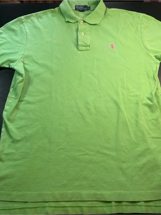 Ralph Lauren Men’s Bright Lime Green Polo with Pink Pony