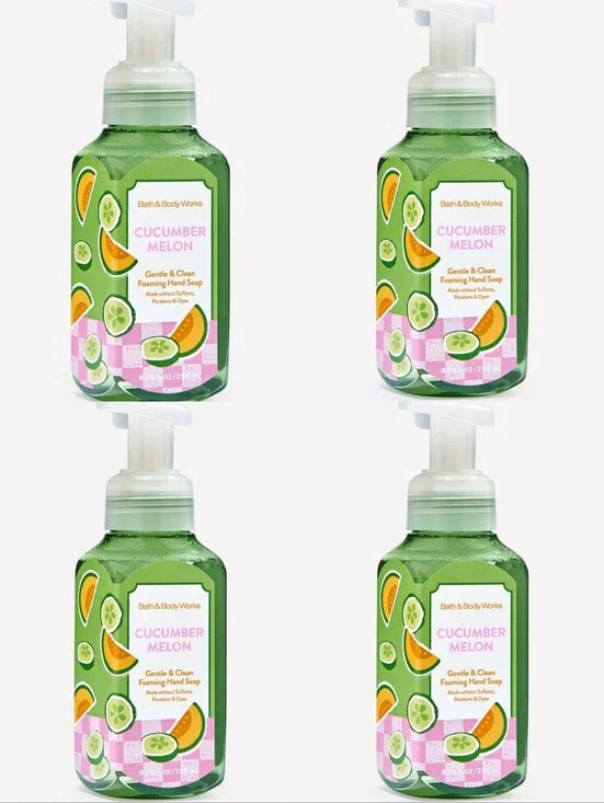 Bath & Body Works Cucumber Melon Gentle Foaming Hand Soap Set of 4 NEW RARE