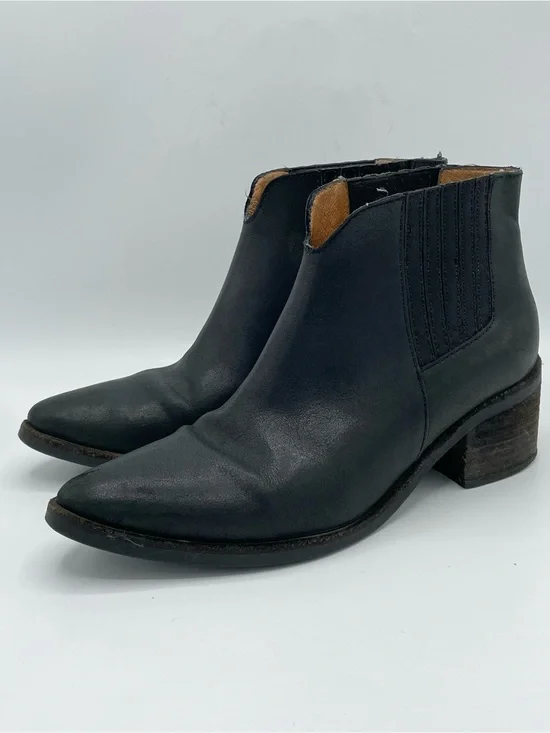 Madewell Jonie Black Leather Western Ankle Boots