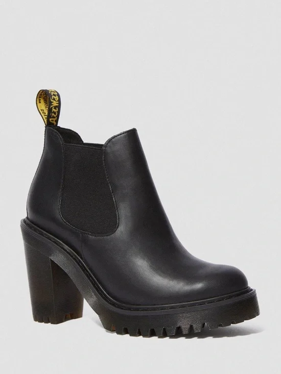 Dr Martens Hurston Chelsea High Block Heel Platform Pull On Black Boots EUC Sz 7