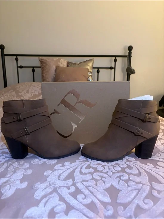 Charlotte Russe Light Brown Ankle Booties with Wrap Straps - Women