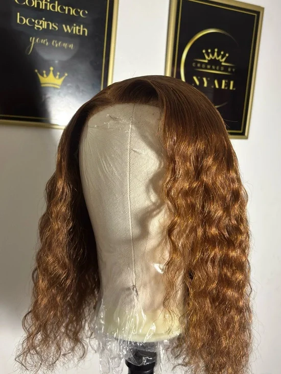 Premium Women’s Wavy Lace human hair Wig - Copper Brown | closure | Pre-Styled