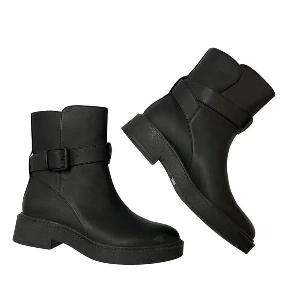 Vince Kaelyn Black Waterproof‎ Ankle Boot Womens Size 6 Moto Utility Chunky Sole