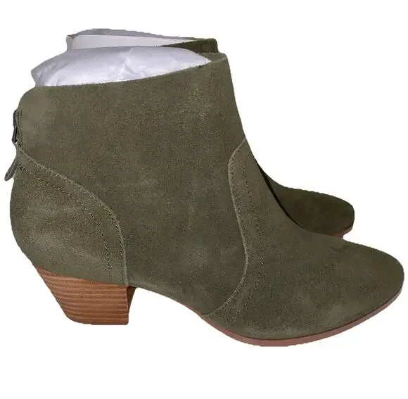 Violet & Red Cupid Bootie Women's 8M Olive Suede Leather