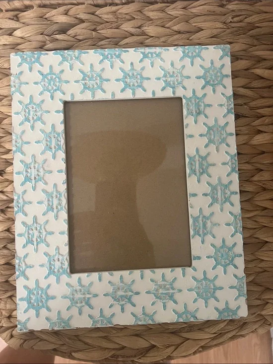 Coastal White and Light Blue Decorative Photo Frame - Unbranded