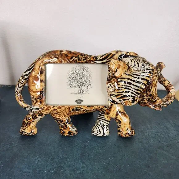 La Vie Safari Collection Elephant Picture Frame Animal Patchwork Print Decor