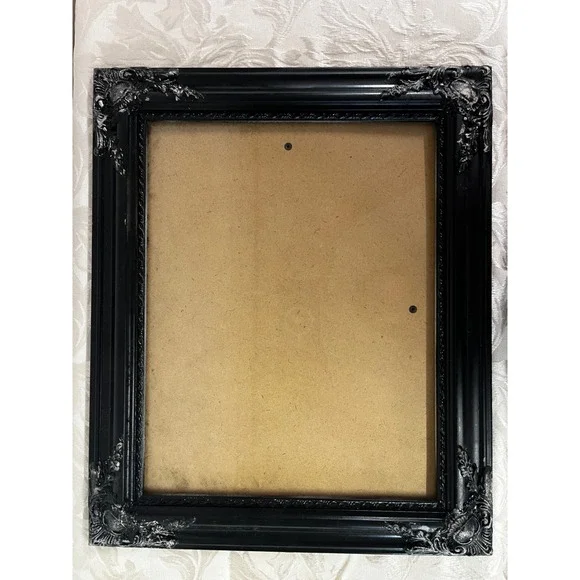 Vtg Black Ornate Picture Frame 15x18