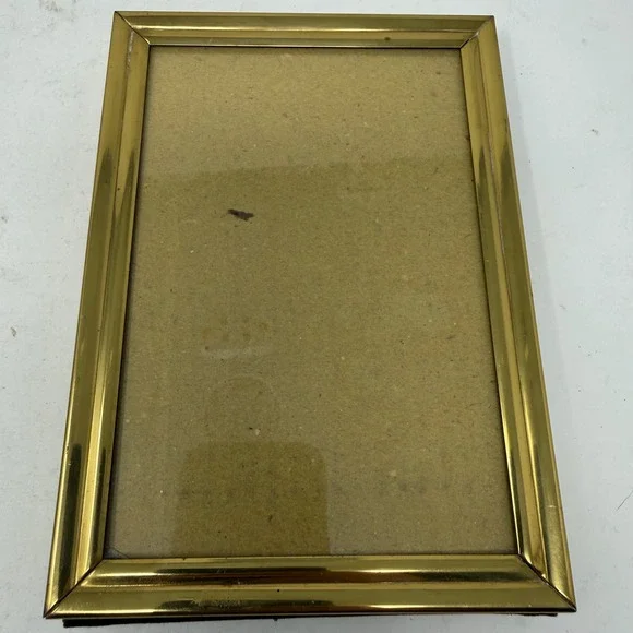 Vintage Gold Tone Metal Picture Frame 5x7 Tabletop Wall Mount Velvet Back