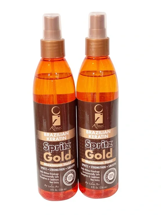 Brazillian Keratin Spritz Gold 8 OZ Lot of 2 Haircare NEW