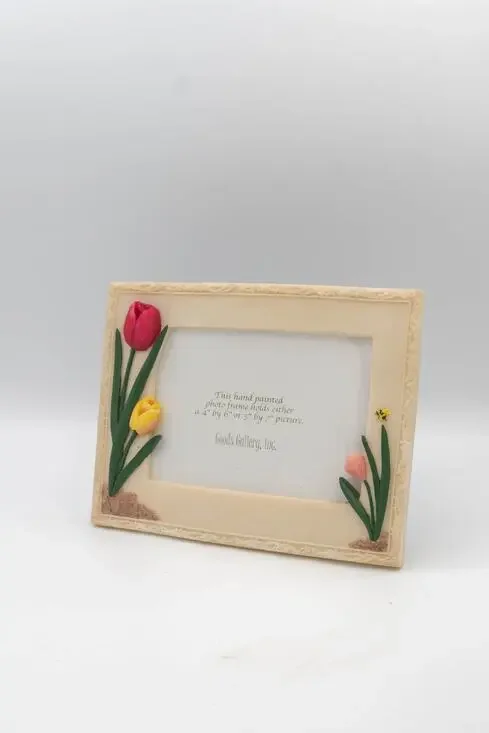 Vintage Goods Gallery Hand Painted 3D Tulip Floral Resin Photo Frame 4x6 5x7