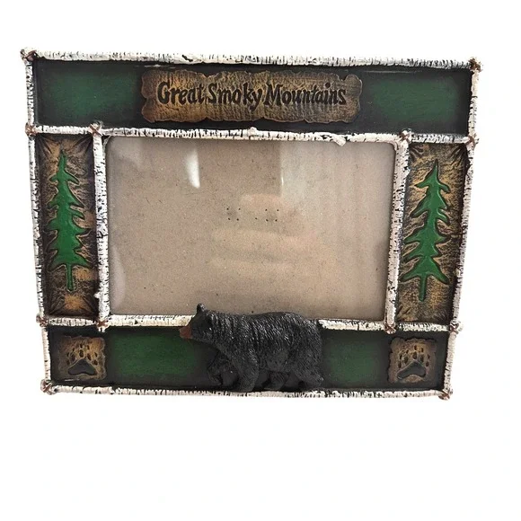 Great Smoky Mountains Picture Frame 3D Black Bear Rustic Cabin Decor