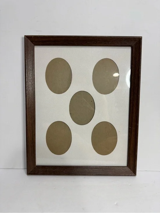 Vintage Dark Wood Frame with 5 Oval Opening Mat Photo Gallery