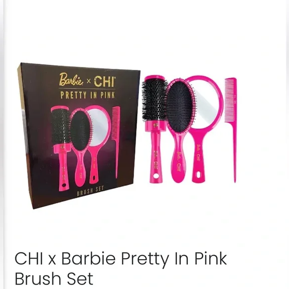 CHI x Barbie Pretty In Pink Brush & Mirror Set