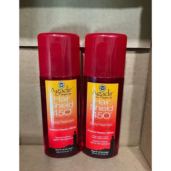Agadir Hair Shield 450 Plus Spray Treatment Argan Oil Heat Protectant 2 Pack