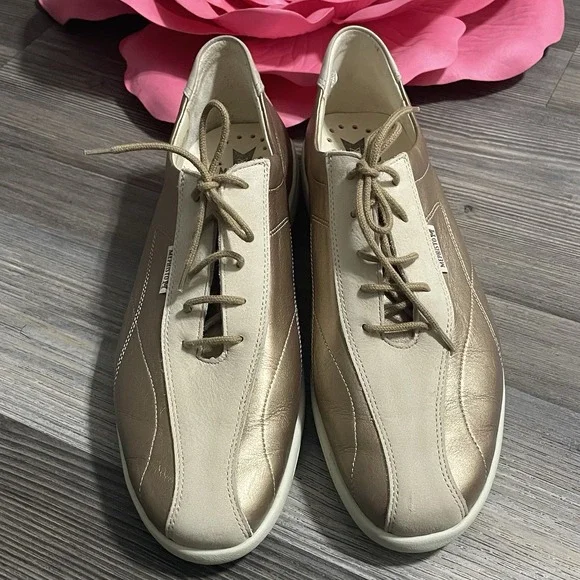 MEPHISTO Cool-Air Womens Sz 10.5‎ Bronze Tan Debby Platinum Leather Sneakers