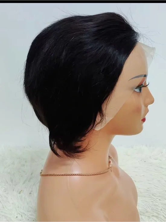 13x4 full frontal lace pixie 180% density 1b#  100%human hair Fast Shipping