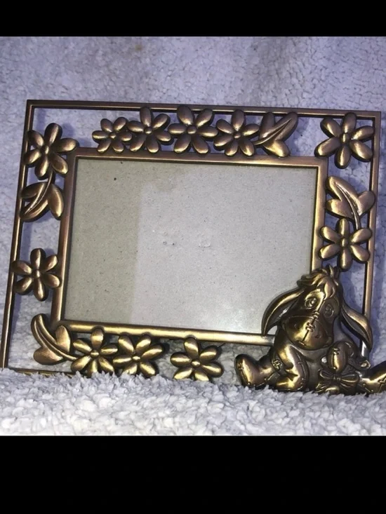Winnie the Pooh Eeyore gold metal brass picture frame Walt Disney collectible
