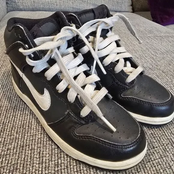 Nike Dunk High GS‎ Anthracite Black White Leather DH9753-001 Size 1.5Y