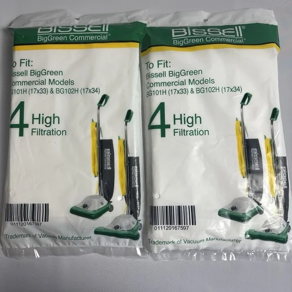 Bissell BigGreen Commercial Upright High Filtration Vacuum Filter Bags 8 Pack