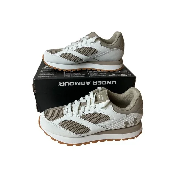 Under Armour Women's White and Taupe Athletic Sneakers