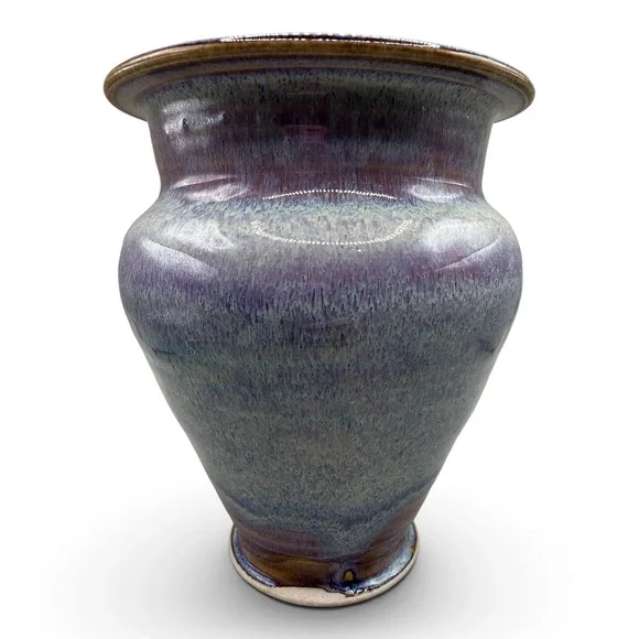 Stephen Bennett Signed Studio Pottery Vase Purple Blue Reactive Glaze 6.5