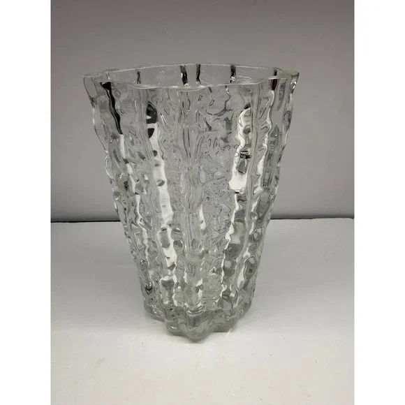 Mikasa Frostfire Crystal Vase 9.5 Inch WX058/625 Clear Textured Glass Japan
