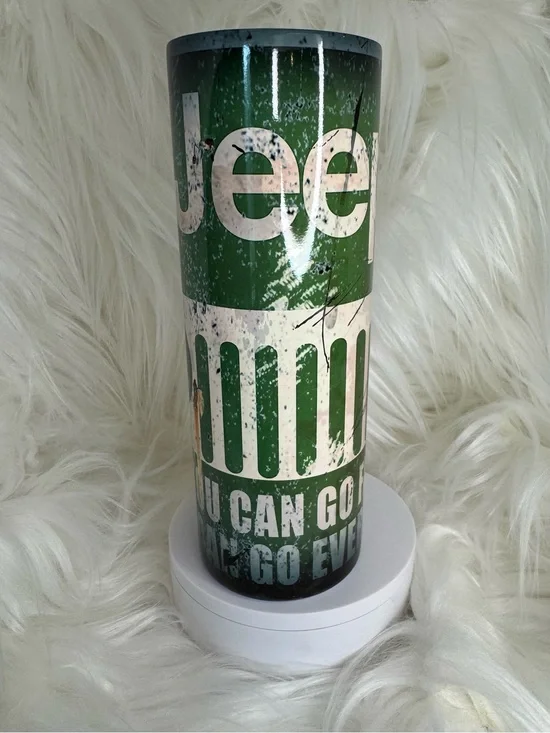 Jeep Green and White Distressed Logo Travel Tumbler 20 oz