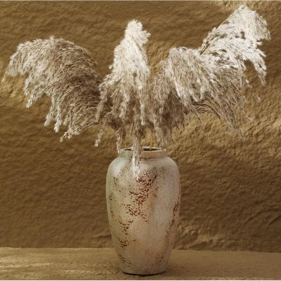 Rustic Ceramic Flower Vase Textured Earthy Farmhouse Floral Table Decor Boho‎