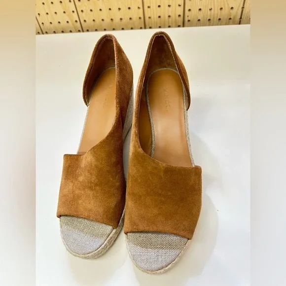 Vince Sonora Brown Suede Espadrille Wedges