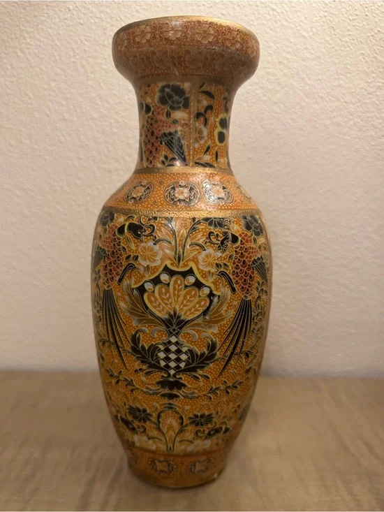 Vintage Chinese Vase Floral Multicolor -Hand Painted Decorative Vase 10