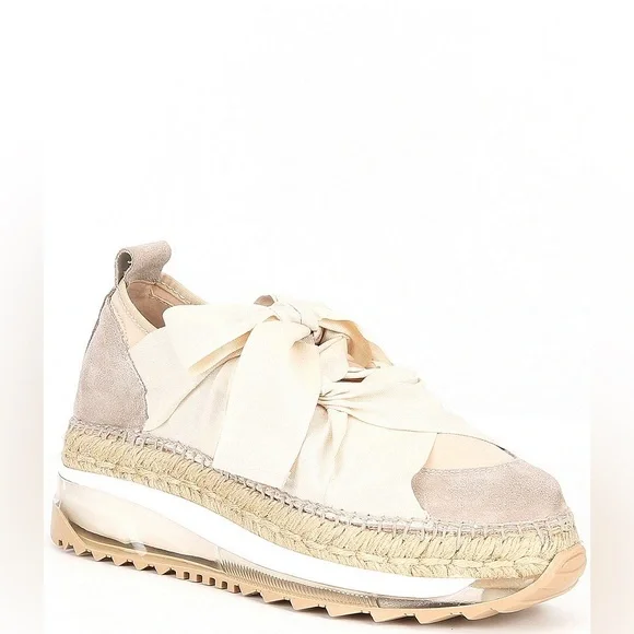 Free People Cream and Tan Espadrille Platform Sneaker