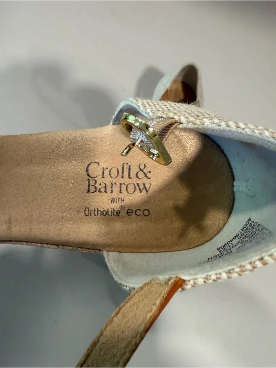 croft & barrow Cream Woven Slingback Espadrilles with Gold Buckle
