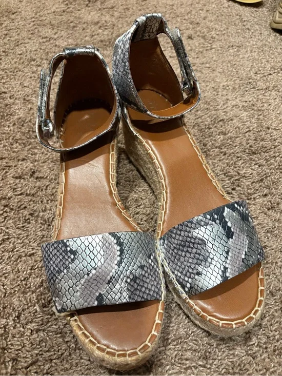 Franco Sarto Snake-Print Espadrille Wedge Sandals - Brown/Gray