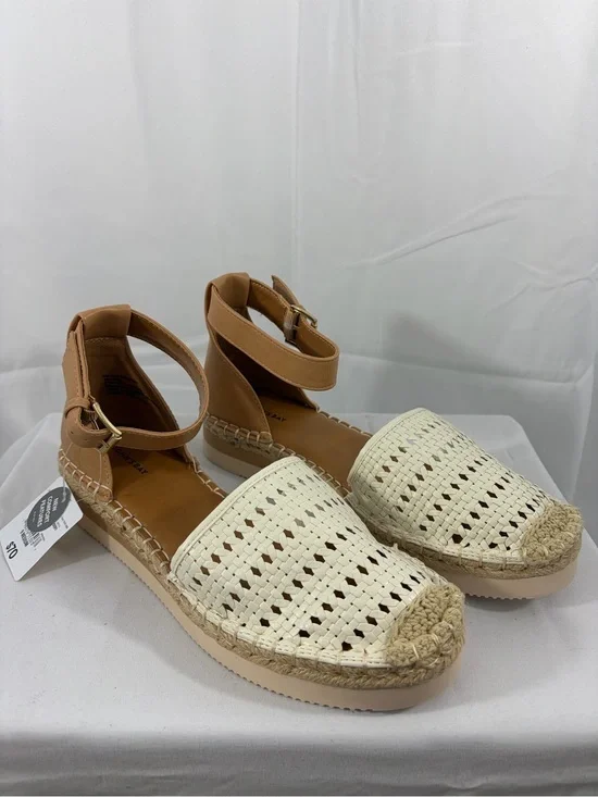 NWT St. John's Bay Women’s Size 9 Cream Woven Espadrille Sandals