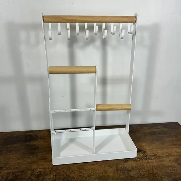 Jewelry Holder & Organizer White Wood Home Tosca Accessory Metal Stand