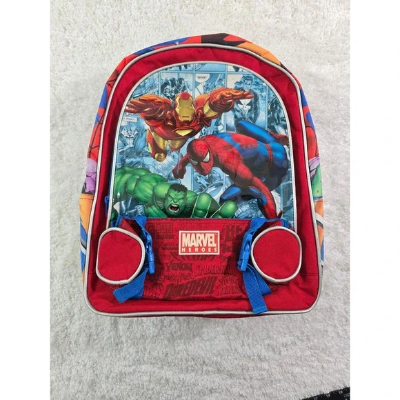 Marvel Heroes Backpack Red Spider-Man Iron Man Hulk Comic Book School Bag