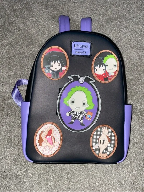 Loungefly Beetlejuice Kids Backpack - Black & Purple