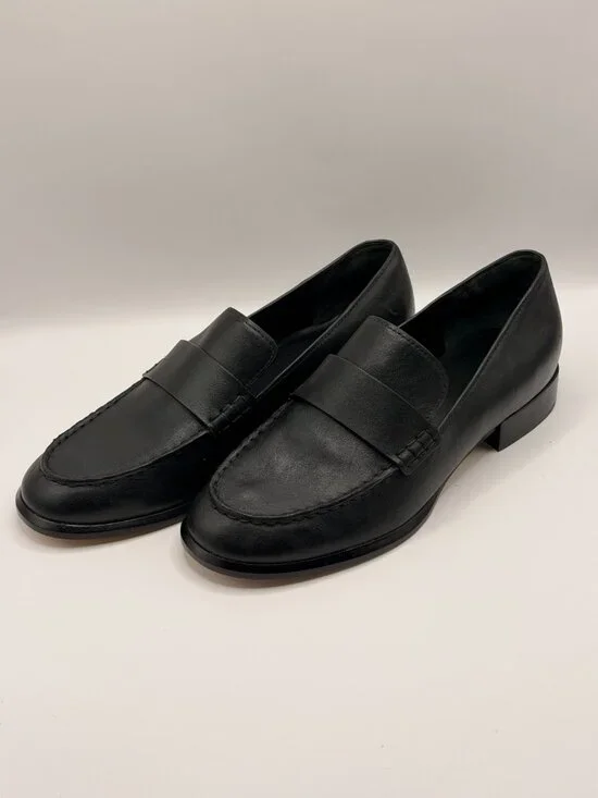 Vince Women Nelli Black Leather Slip On Loafer Sz 8.5